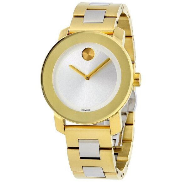Movado Accessories - NWT Authentic Movado Bold Silver Dial Yellow Gold PVD Women's Watch